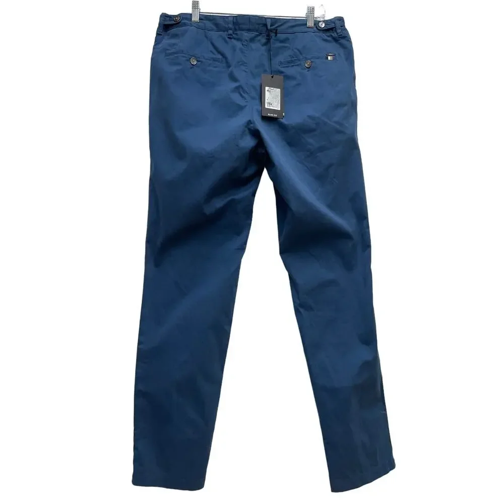 Boss Hugo Boss NWT H-Genius-222 Men's Dress Pants Blue Size 36R Slim Fit Chino